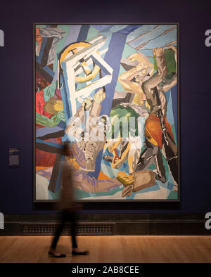 National Gallery, London, UK. 26th November 2019. Young Bomberg and the Old Masters exhibition by British modernist artist David Bomberg (1890-1957) are displayed alongside National Gallery pictures that influenced him. Image: David Bomberg. Study for ‘Sappers at Work: A Canadian Tunnelling Company, Hill 60, St Eloi, about 1918-19. Tate. Credit: Malcolm Park/Alamy Live News Stock Photo