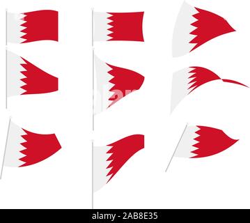 Vector Drawing of Set with Bahrain Flag Stock Vector
