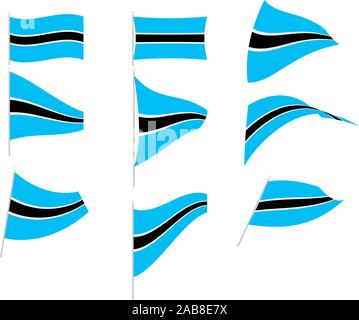 Vector Drawing of Set with Botswana Flag Stock Vector