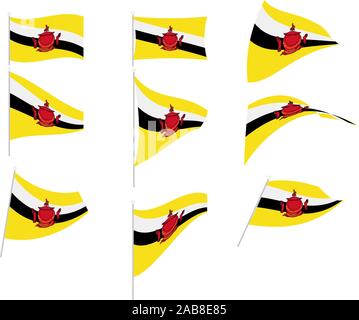 Vector Drawing of Set with Brunei Flag Stock Vector