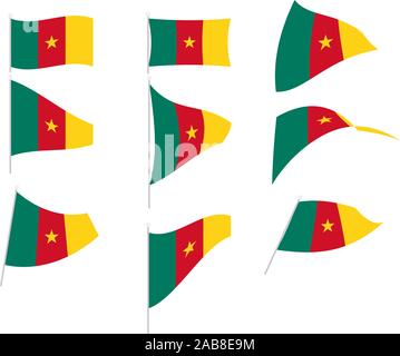 Vector Drawing of Set with Cameroon Flag Stock Vector