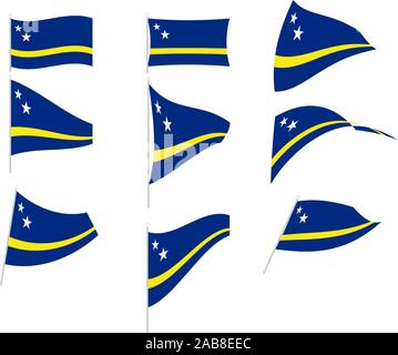 Vector Drawing of Set with Curaçao Flag Stock Vector