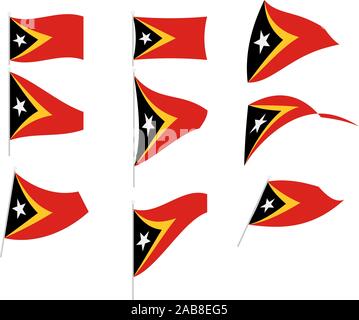 Vector Drawing of Set with East Timor Flag Stock Vector