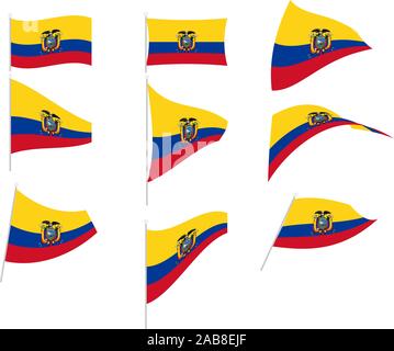 Vector Drawing of Set with Ecuador Flag Stock Vector