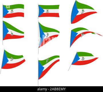 Vector Drawing of Set with Equatorial Guinea Flag Stock Vector