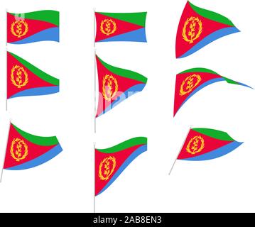 Vector Drawing of Set with Eritrea Flag Stock Vector