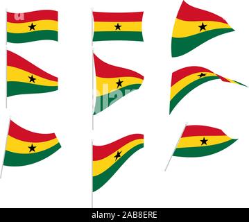 Vector Drawing of Set with Ghana Flag Stock Vector