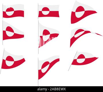 Vector Drawing of Set with Greenland Flag Stock Vector