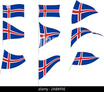 Vector Drawing of Set with Iceland Flag Stock Vector