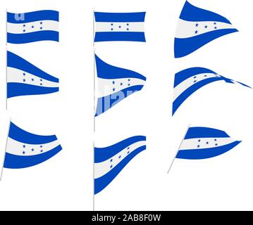 Vector Drawing of Set with Honduras Flag Stock Vector