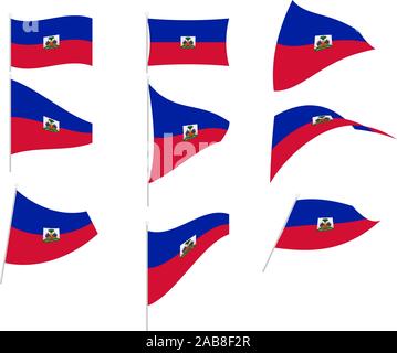 Vector Drawing of Set with Haiti Flag Stock Vector