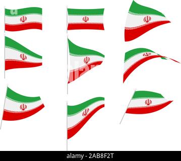 Vector Drawing of Set with Iran Flag Stock Vector