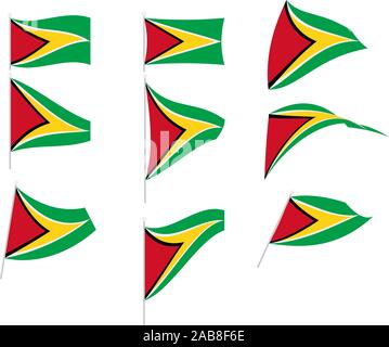 Vector Drawing of Set with Guyana Flag Stock Vector