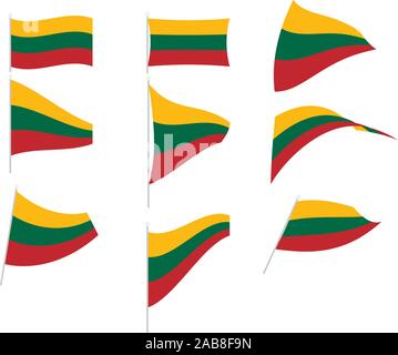 Vector Drawing of Set with Lithuania Flag Stock Vector