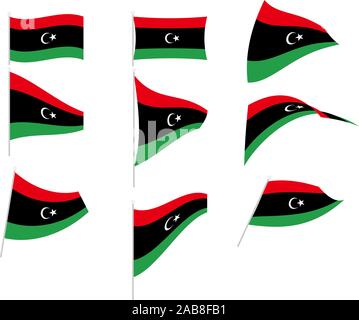 Vector Drawing of Set with Libya Flag Stock Vector