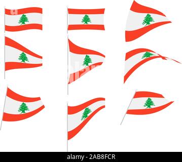 Vector Drawing of Set with Lebanon Flag Stock Vector