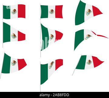 Vector Drawing of Set with Mexico Flag Stock Vector