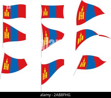 Vector Drawing of Set with Mongolia Flag Stock Vector