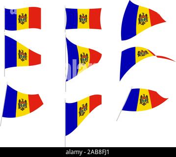 Vector Drawing of Set with Moldova Flag Stock Vector