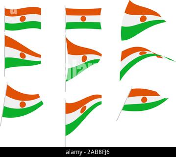 Vector Drawing of Set with Niger Flag Stock Vector