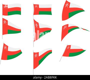 Vector Drawing of Set with Oman Flag Stock Vector
