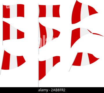 Vector Drawing of Set with Peru Flag Stock Vector