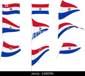 Vector Drawing of Set with Paraguay Flag Stock Vector