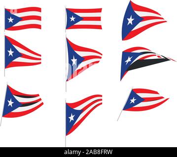 Vector Drawing of Set with Puerto Rico Flag Stock Vector