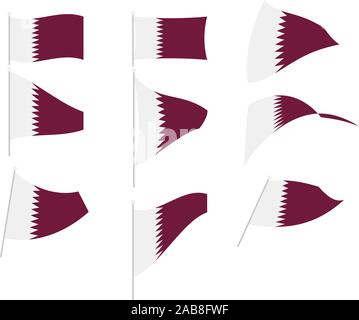 Vector Drawing of Set with Qatar Flag Stock Vector