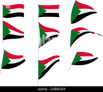Vector Drawing of Set with Sudan Flag Stock Vector