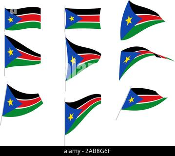 Vector Drawing of Set with South Sudan Flag Stock Vector