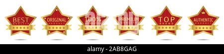 Golden star badge set Stock Vector