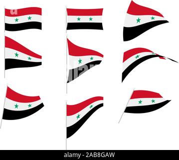 Vector Drawing of Set with Syria Flag Stock Vector