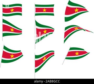 Vector Drawing of Set with Suriname Flag Stock Vector