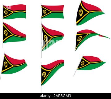 Vector Drawing of Set with Vanuatu Flag Stock Vector