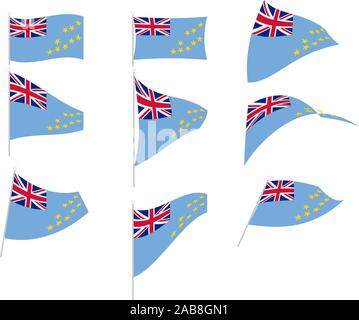 Vector Drawing of Set with Tuvalu Flag Stock Vector