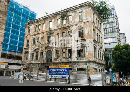 Ruins of a historical building next to Modelo market in Comercio neighborhood, which is currently undergoing an urban rehabilitation project Stock Photo
