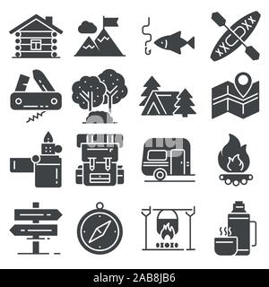 Leisure and outdoor recreation activities icon set Stock Vector