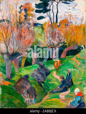 Paul Gauguin, Brittany Landscape with cows, painting, 1889 Stock Photo