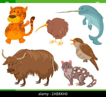 Cartoon Illustration of Funny Wild Animal Comic Characters Set Stock Vector