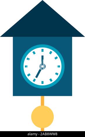 clock with pendulum flat style icon vector illustration design Stock Vector