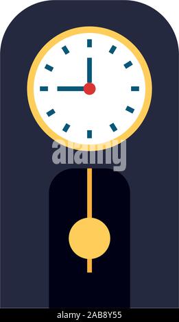 clock with pendulum flat style icon vector illustration design Stock Vector