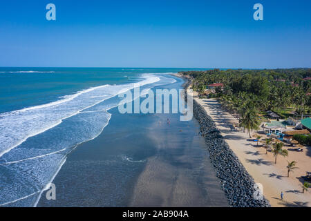 Aerial view of Idyllic beach near the Senegambia hotel strip in the Gambia, West Africa. Stock Photo