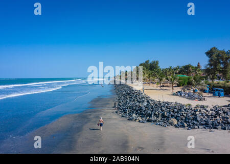 Aerial view of Idyllic beach near the Senegambia hotel strip in the Gambia, West Africa. Stock Photo