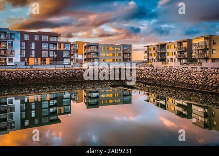 New apartment buildings, suburb of Reykjavik, Kopavogur, Iceland Stock Photo