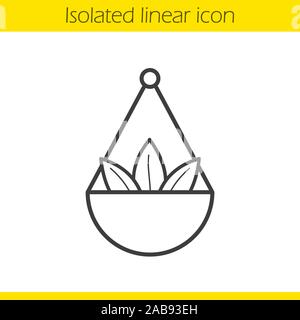 Apothecary herbs in scalepan linear icon. Thin line illustration. Contour symbol. Vector isolated outline drawing Stock Vector
