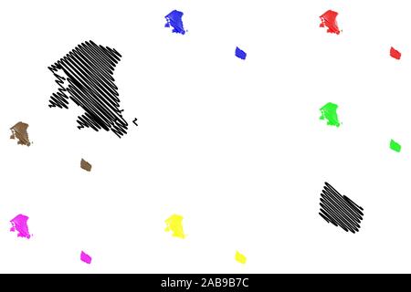 Capital Region of Denmark (Kingdom of Denmark) map vector illustration, scribble sketch Hovedstaden map Stock Vector