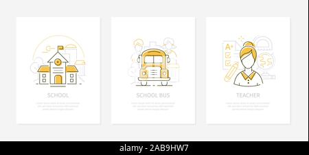 Education and learning - line design style banners Stock Vector