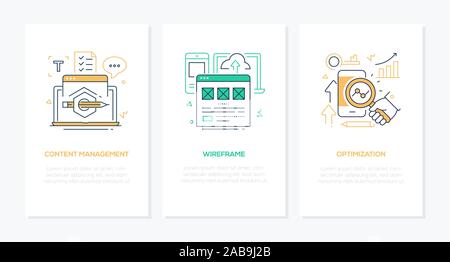 Web development - line design style banners set Stock Vector
