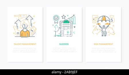 Success and management - line design style banners set Stock Vector